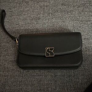 Kate Spade Black Wristlet Clutch with Gold Accent